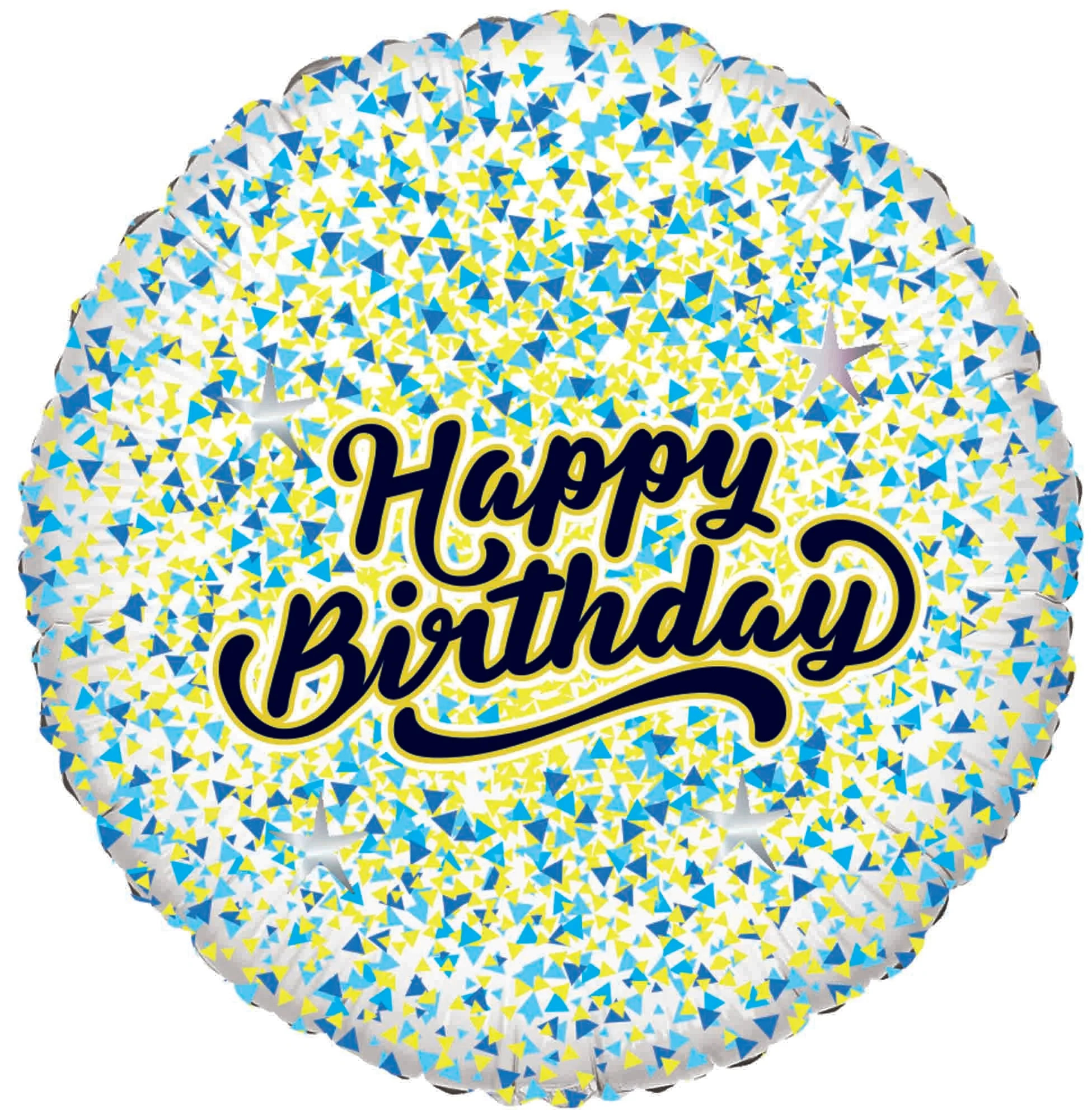 18" Happy Birthday Glitter Gold/Blue White Foil Balloon