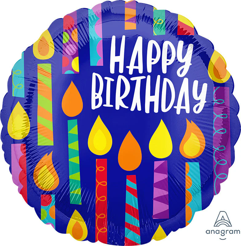 18" Happy Birthday Happy Candles Foil Balloon