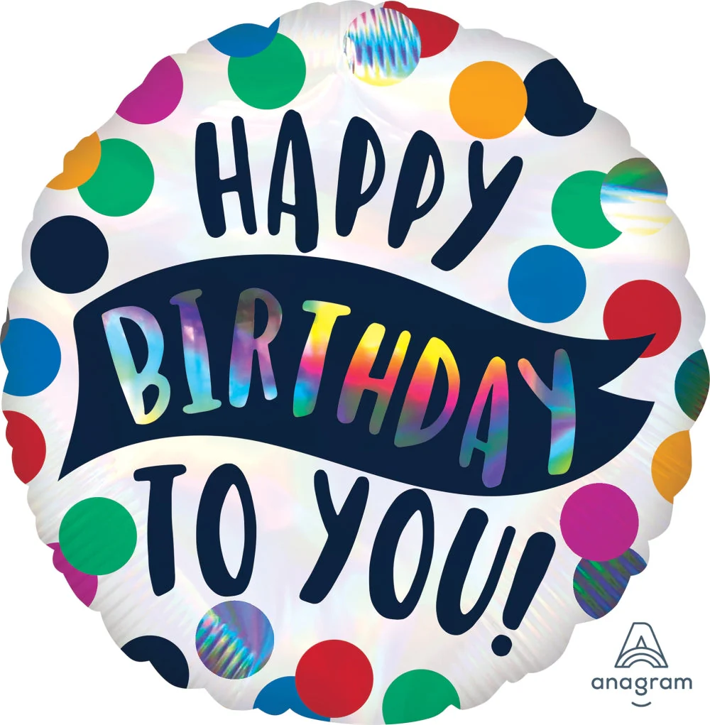 18" Happy Birthday Iridescent Time to Party Foil Balloon