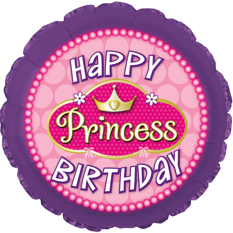 18" Happy Birthday Princess Pink Pearls Balloon