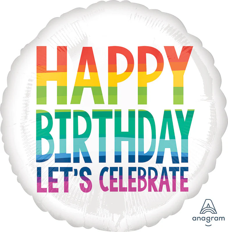 18" Happy Birthday Rainbow Wishes Foil Balloon