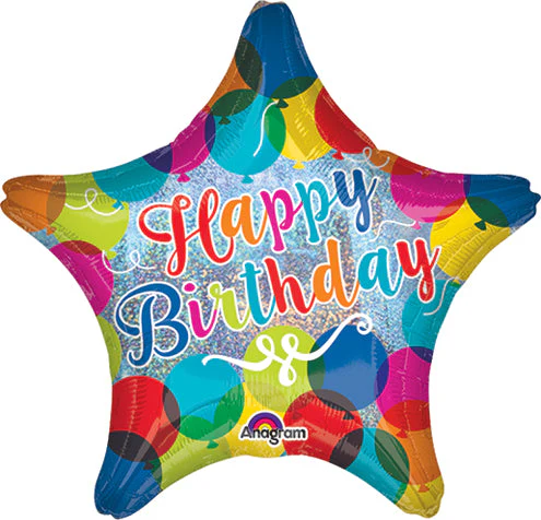 18" Happy Birthday Sparkle Balloons Balloon Packaged