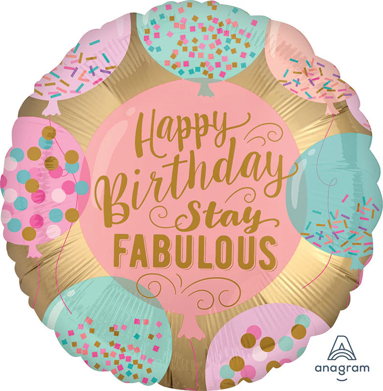 18" Happy Birthday Stay Fabulous Foil Balloon
