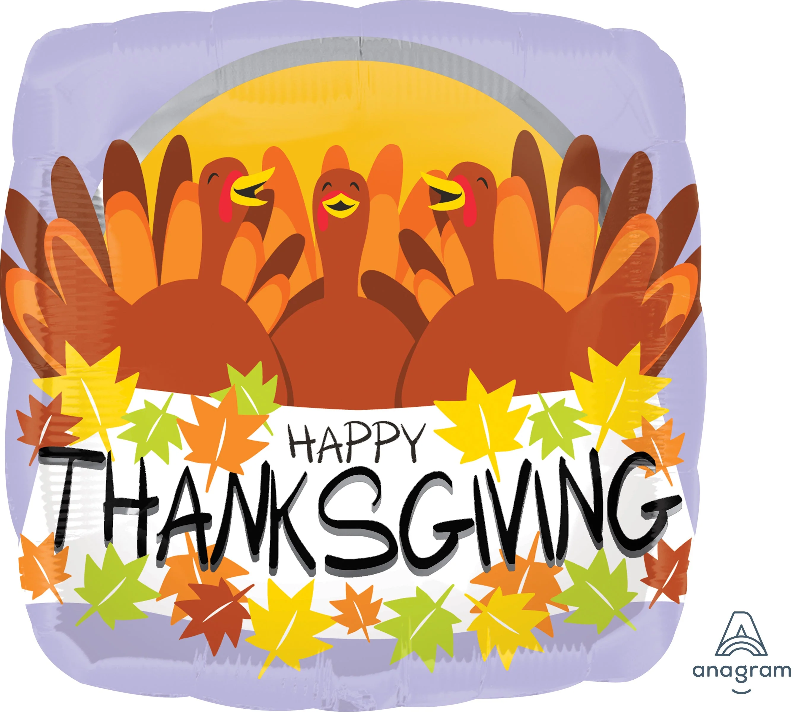 18" Happy Thanksgiving Turkeys Balloon