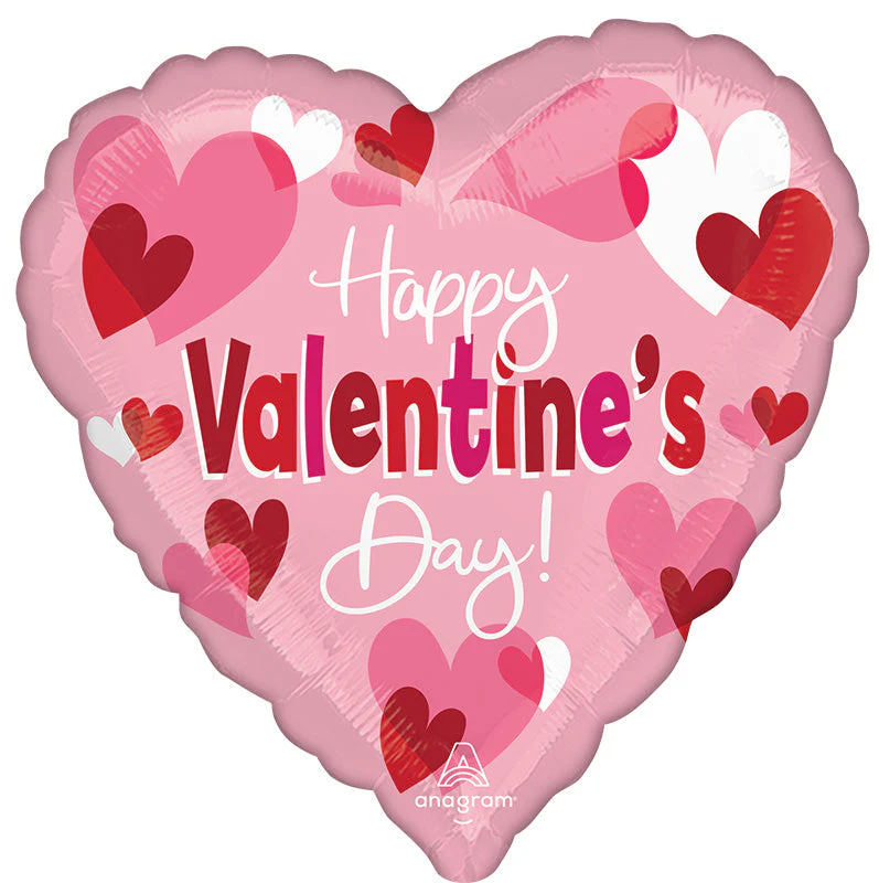 18" Happy Valentine's Day Playful Hearts Foil Balloon