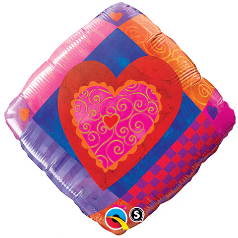 18" Heart Accent Patterns Foil Balloon