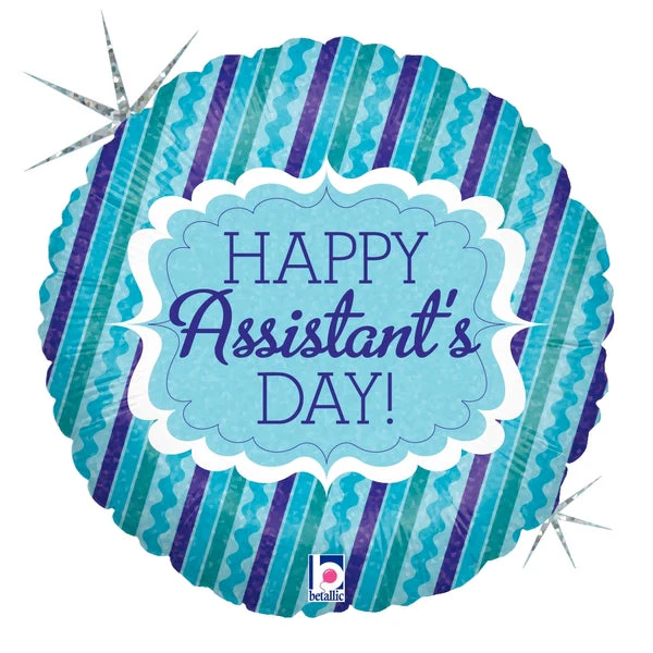 18" Holographic Balloon Assistant's Day Stripes