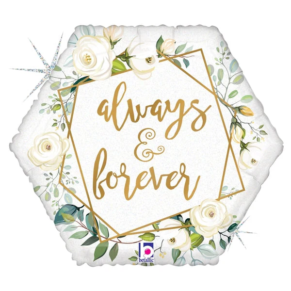 18" Holographic Geo Always & Forever Foil Balloon