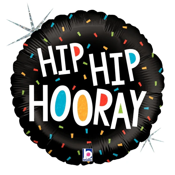18" Holographic Hip Hip Hooray Foil Balloon