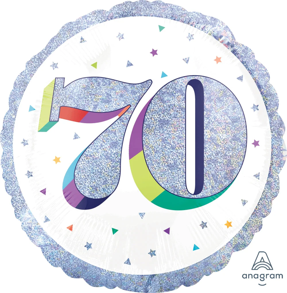18" Holographic Jumbo Number Balloon Shape 70 Foil Balloon
