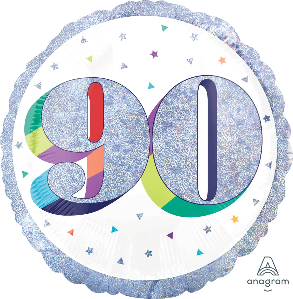 18" Holographic Jumbo Number Balloon Shape 90 Foil Balloon