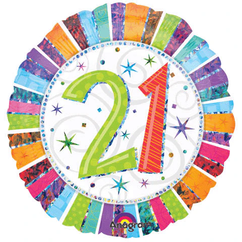 18" Holographic Radiant Birthday 21 Balloon