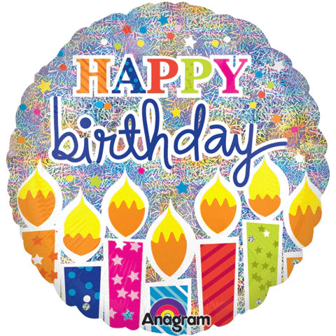 18" Holographic Shimmer Birthday Candles Balloon