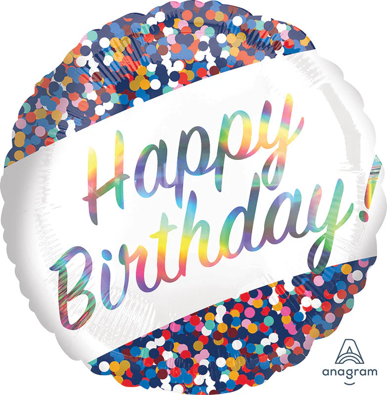 18" Iridescent Birthday Confetti Foil Balloon