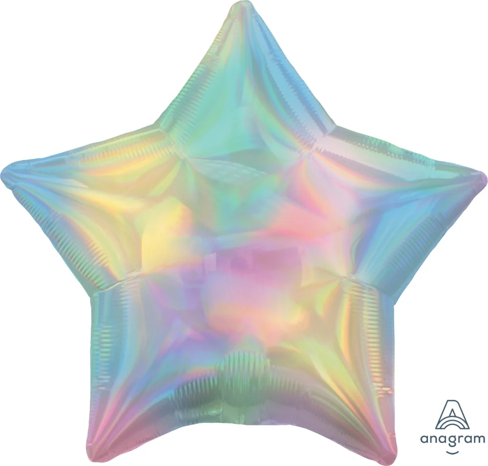 18" Iridescent Pastel Rainbow Star Foil Balloon