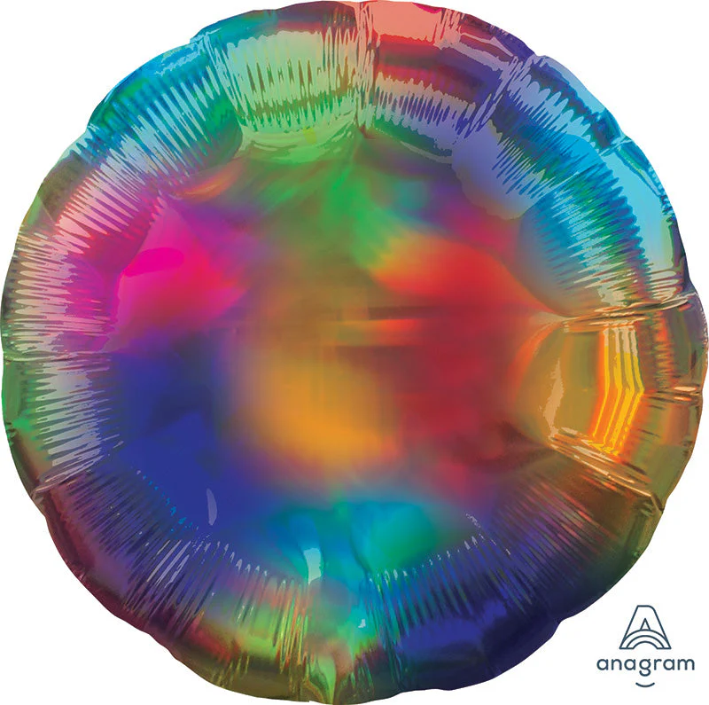 18" Iridescent Rainbow Circle Foil Balloon