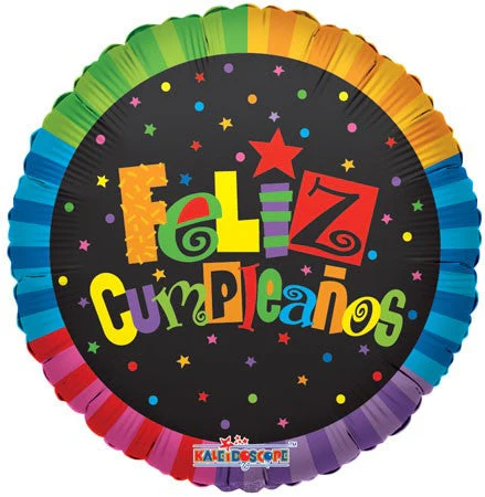 18" Jazzy Colors Feliz Cumpleanos Balloon (Spanish)