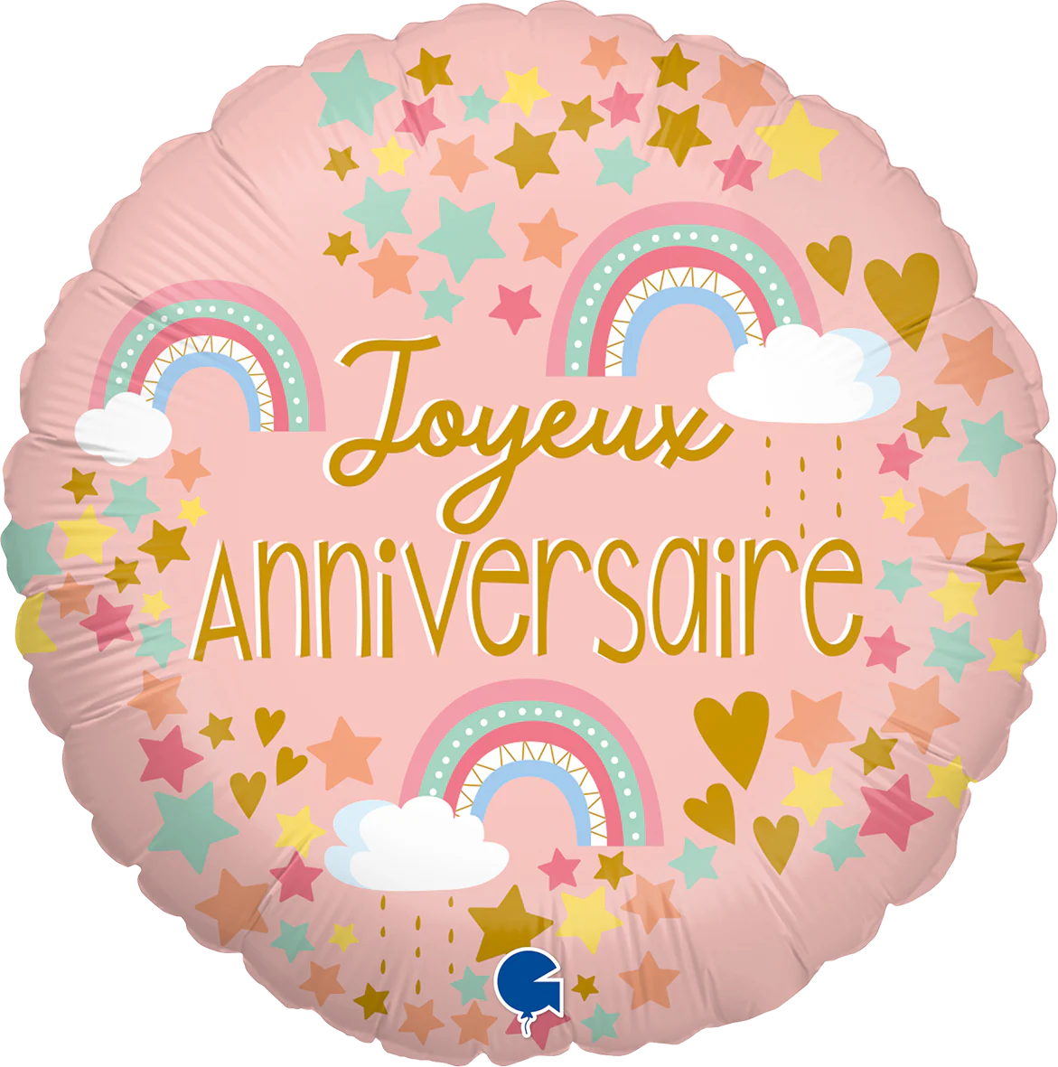18" Joyeux Anniv Arc-en-ciel (French) Foil Balloon