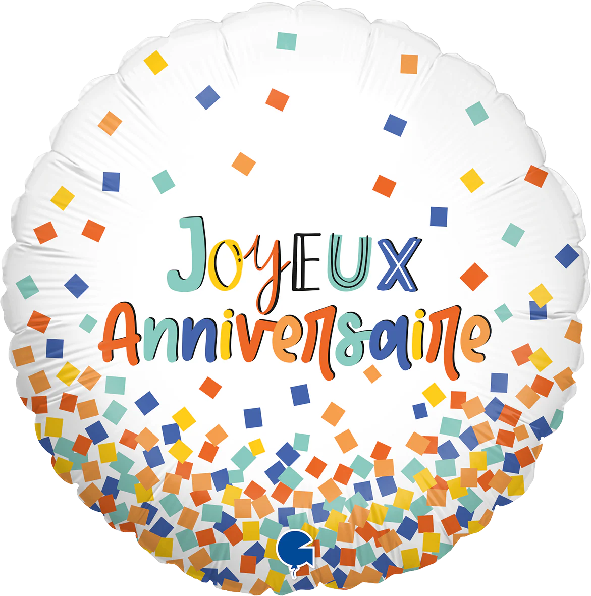 18" Joyeux Anniv Confettis (French) Foil Balloon