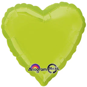 18" Kiwi Green Decorator Heart Anagram Brand Balloon
