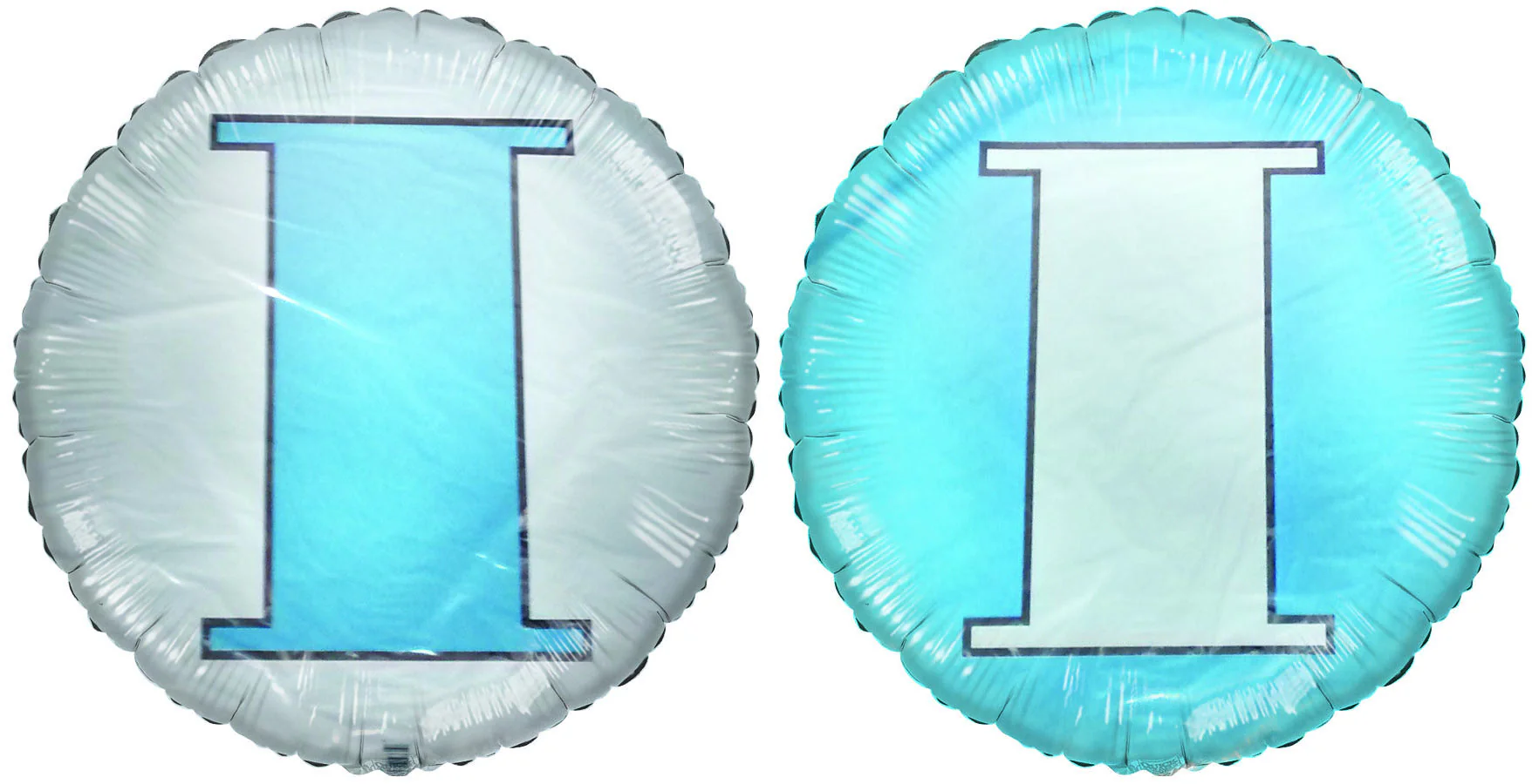 18" Letter I Pale Blue & White Round Mylar Balloon