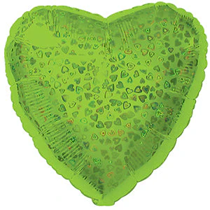 18" Lime Heart Pattern Dazzleloon Balloon