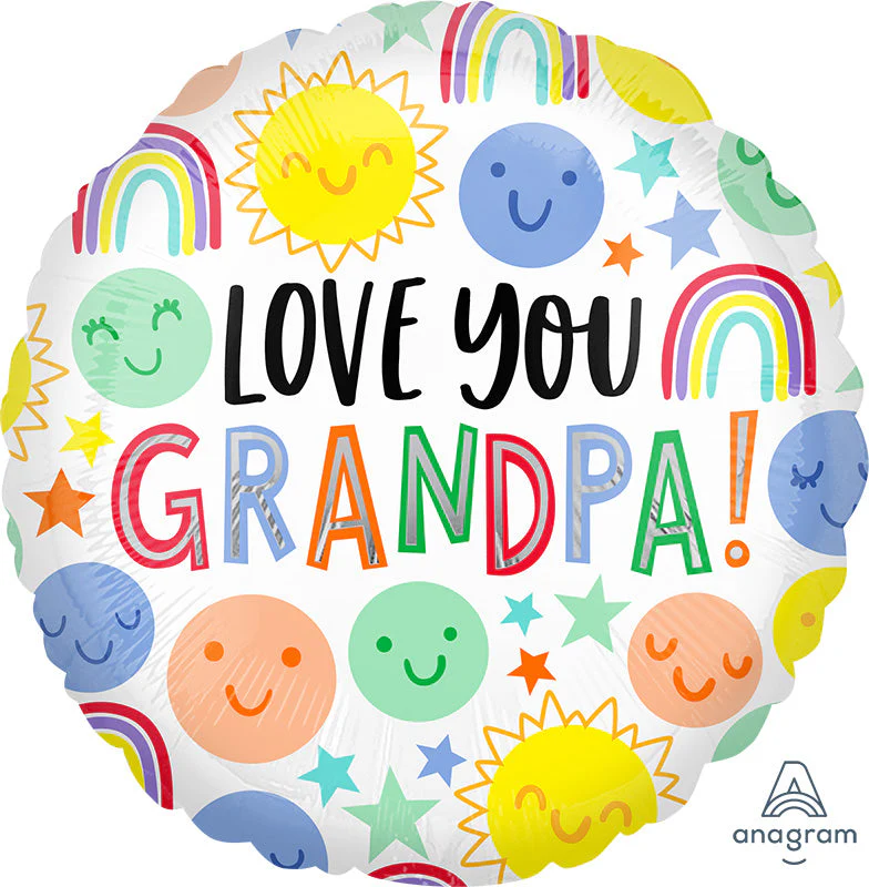 18" Love You Grandpa Happy Faces Foil Balloon