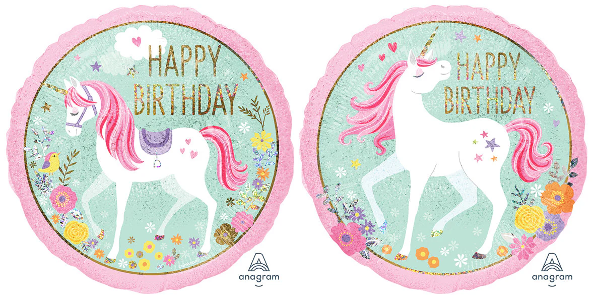 18" Magical Unicorn Happy Birthday Foil Balloon