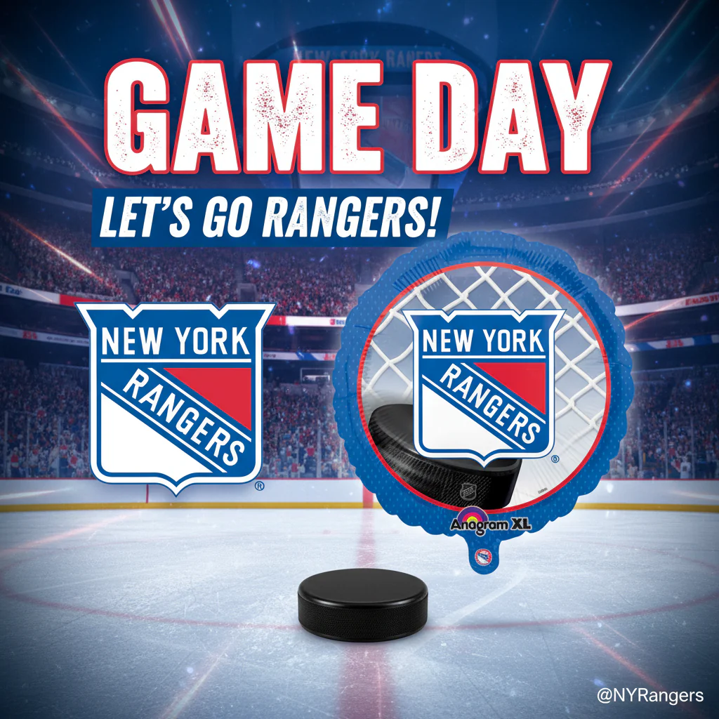 18" New York Rangers NHL Hockey Mylar Balloon - Image 2