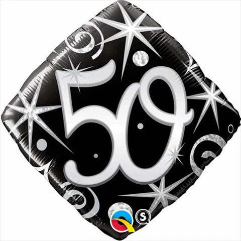 18" Number 50 Elegant Sparkles and Swirls Balloon