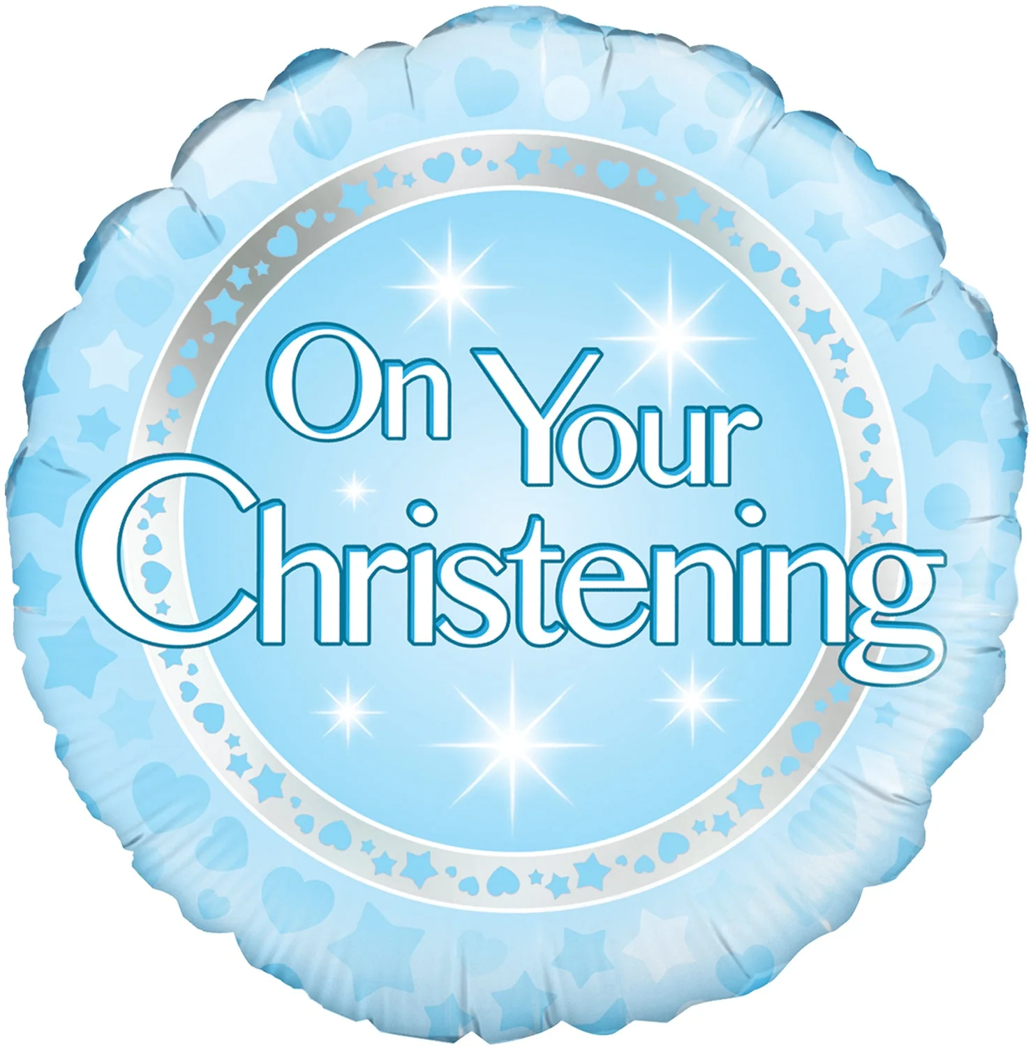 18" On your Christening Boy Holographic Oaktree Foil Balloon