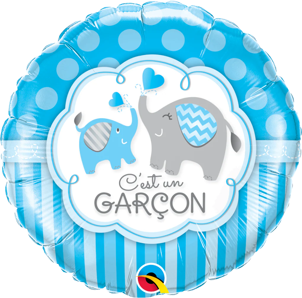 18" Packaged C'Est Un Garcon Elephants Balloon