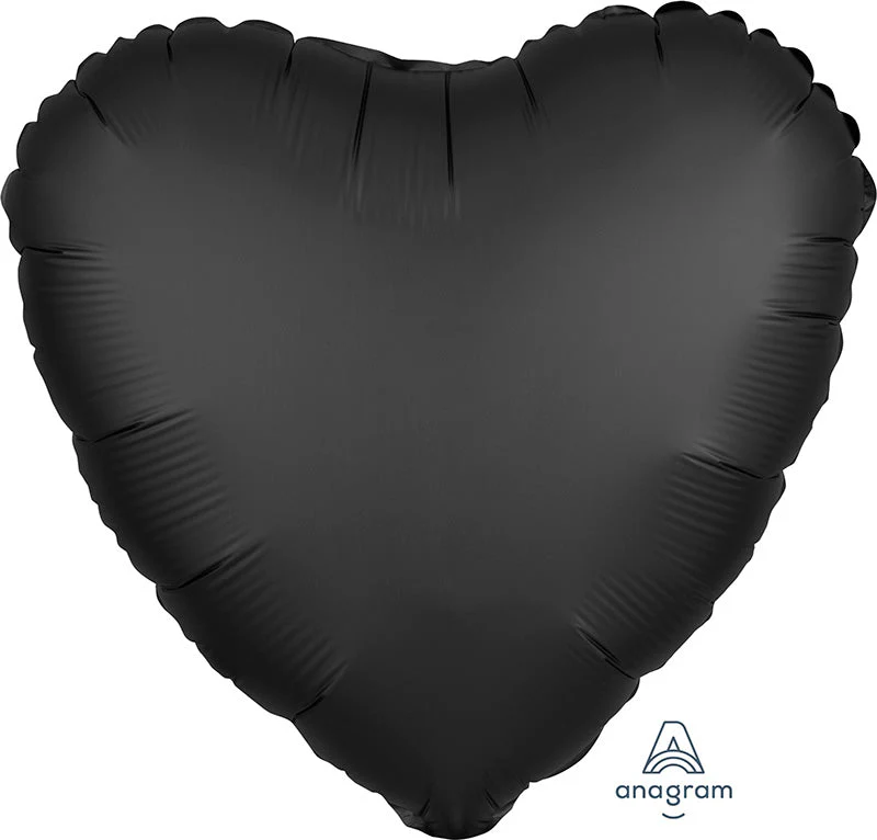 18" Packaged Satin Luxe Onyx Heart Foil Balloon