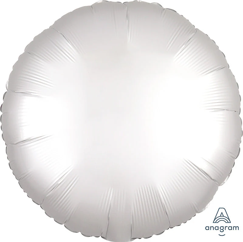 18" Packaged Satin Luxe White Satin Circle Foil Balloon