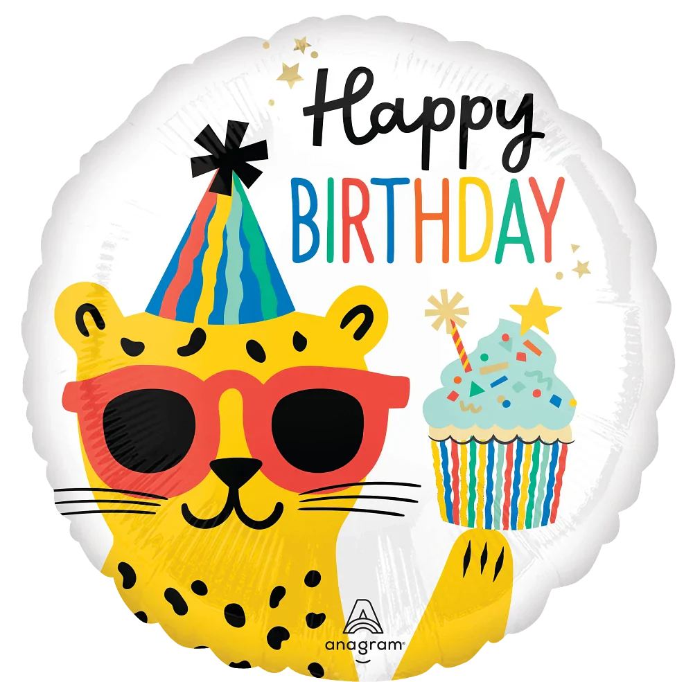 18" Party Animal Leopard Happy Birthday Foil Balloon