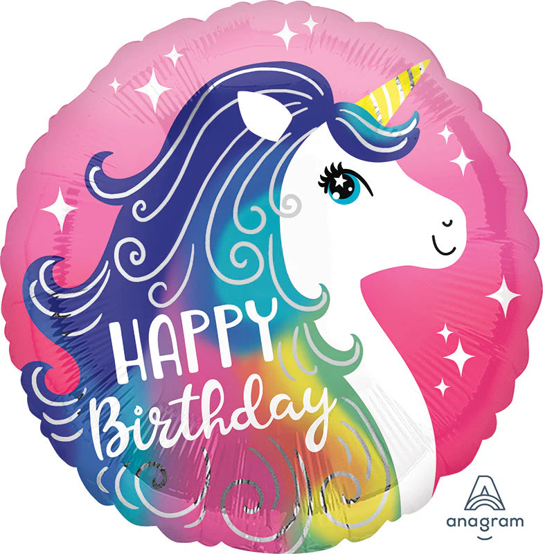 18" Pink Unicorn Happy Birthday Foil Balloon