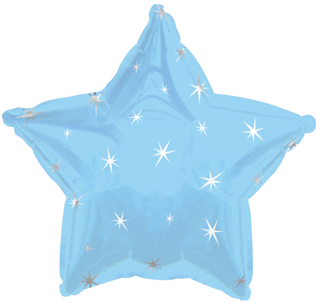 18" Powder Blue Sparkle Star Foil Balloon
