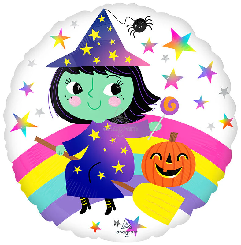 18" Rainbow Witch Foil Balloon