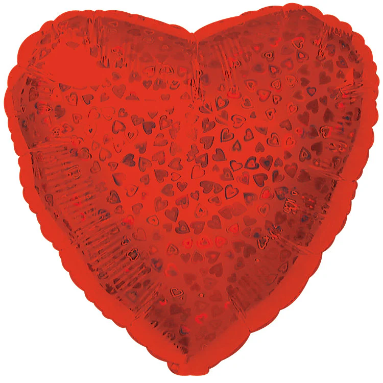 18" Red Heart Pattern Dazzleloon Balloon