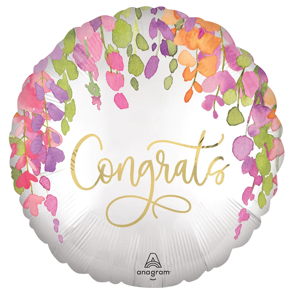 18" Romantic Floral Congrats Foil Balloon