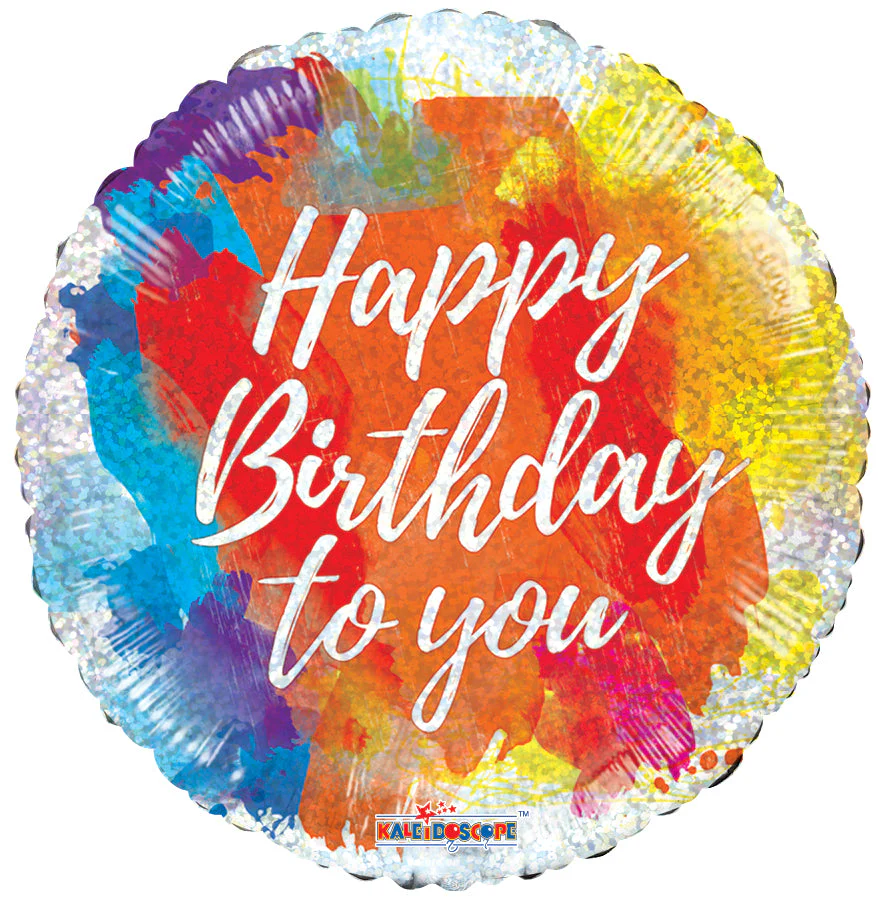 18" Round Birthday Brushes Holographic Balloon