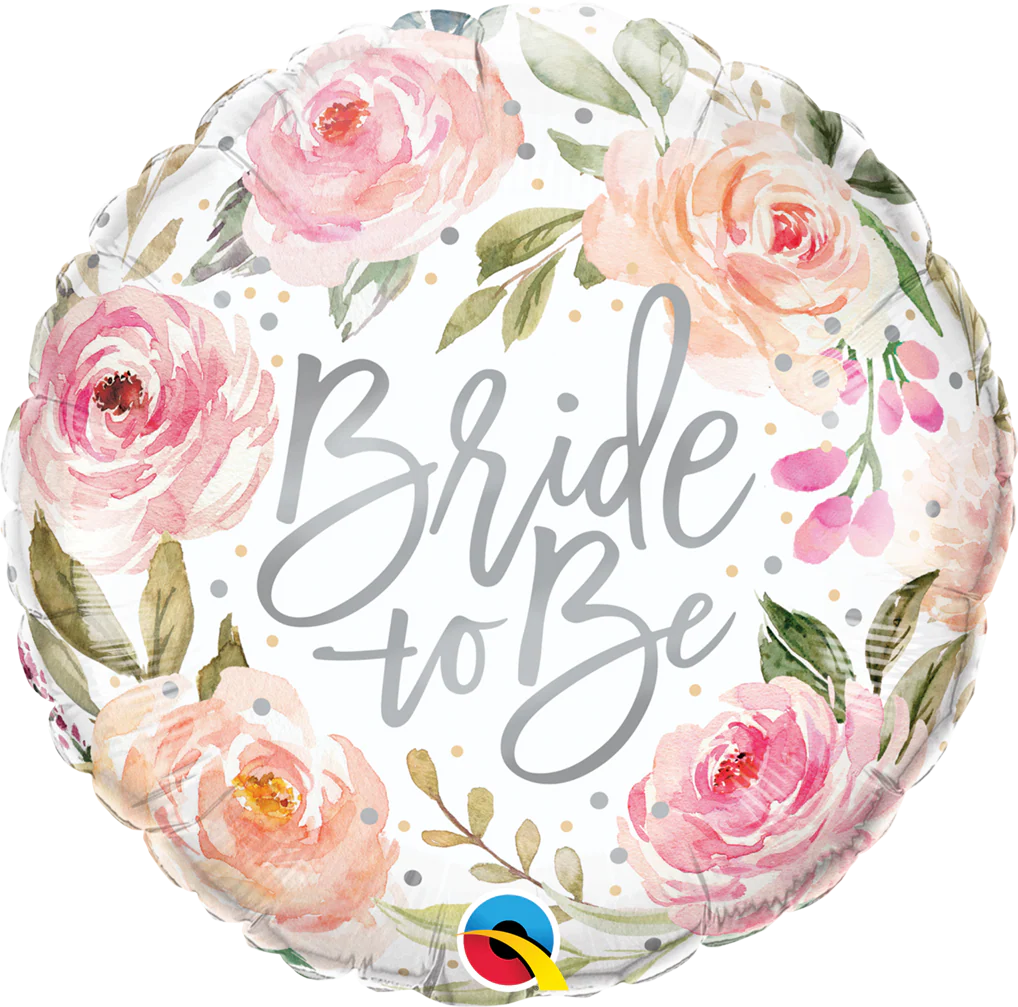 18" Round Bride to Be Watercolor Roses Foil Balloon