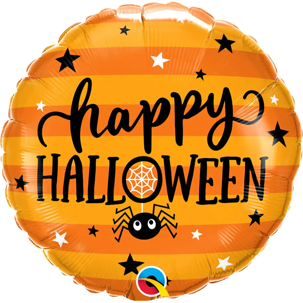 18" Round Halloween Spider & Stars Foil Balloon