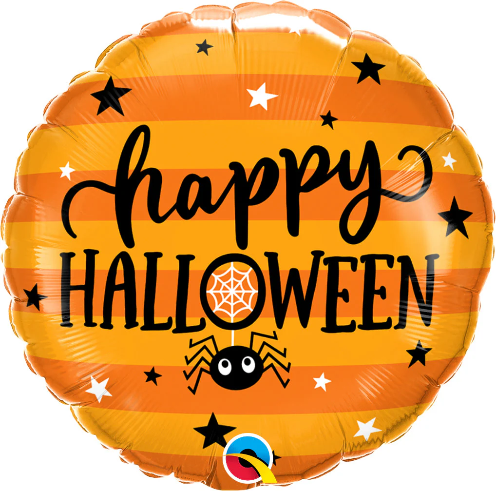 18" Round Halloween Spider & Stars Foil Balloon