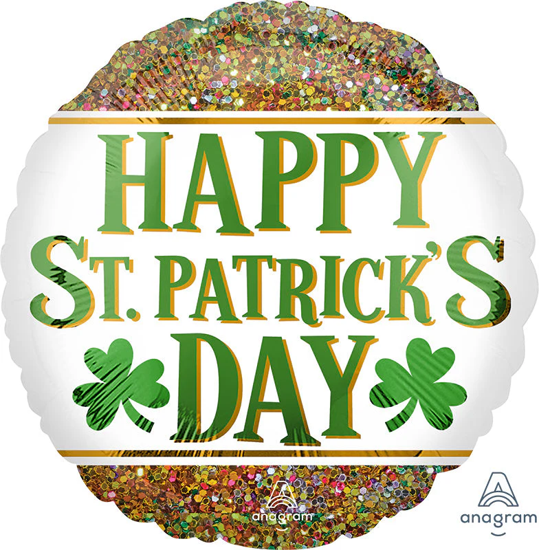 18" St. Patrick's Day Glitter Foil Balloon