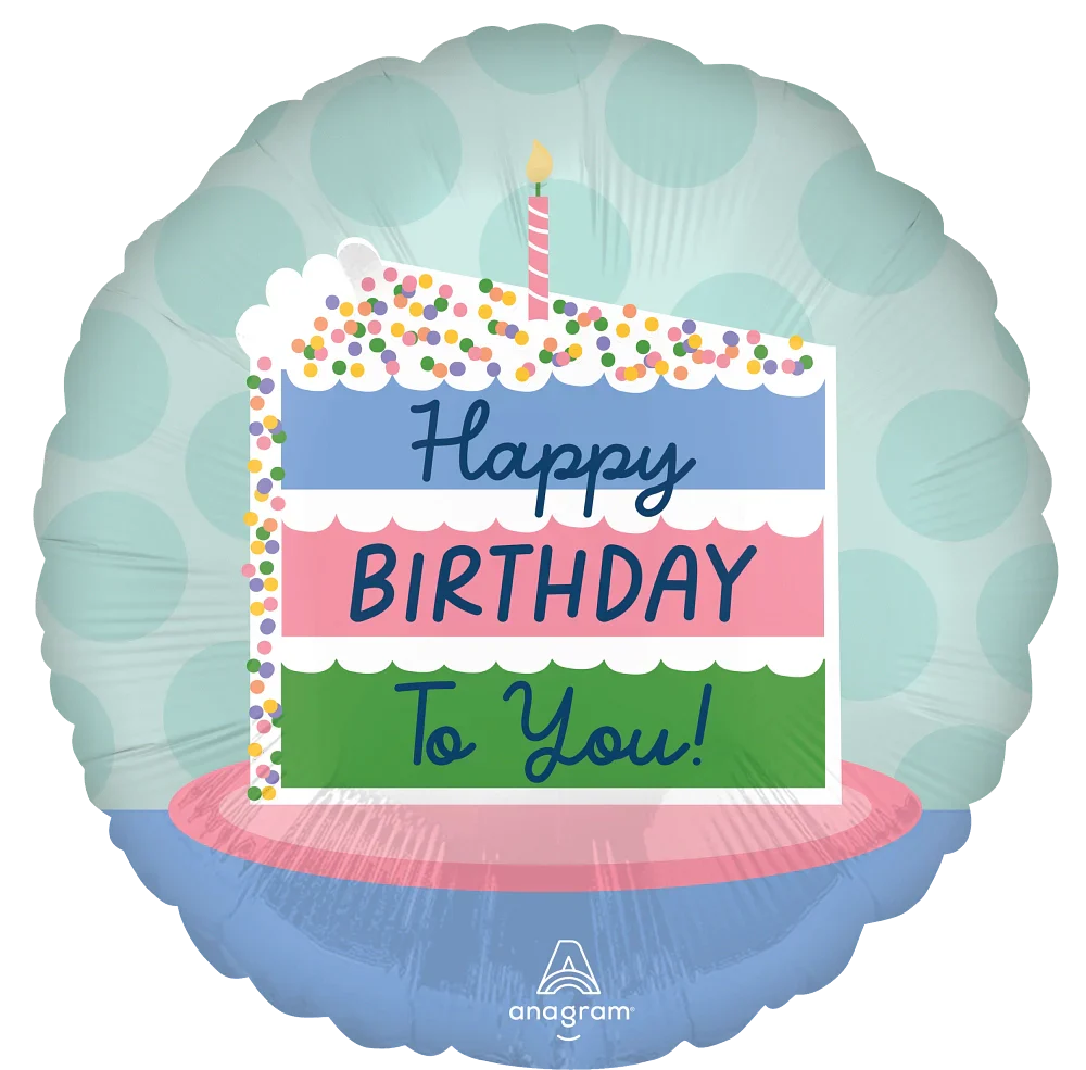 18" Satin Happy Birthday Cake Foil Balloon