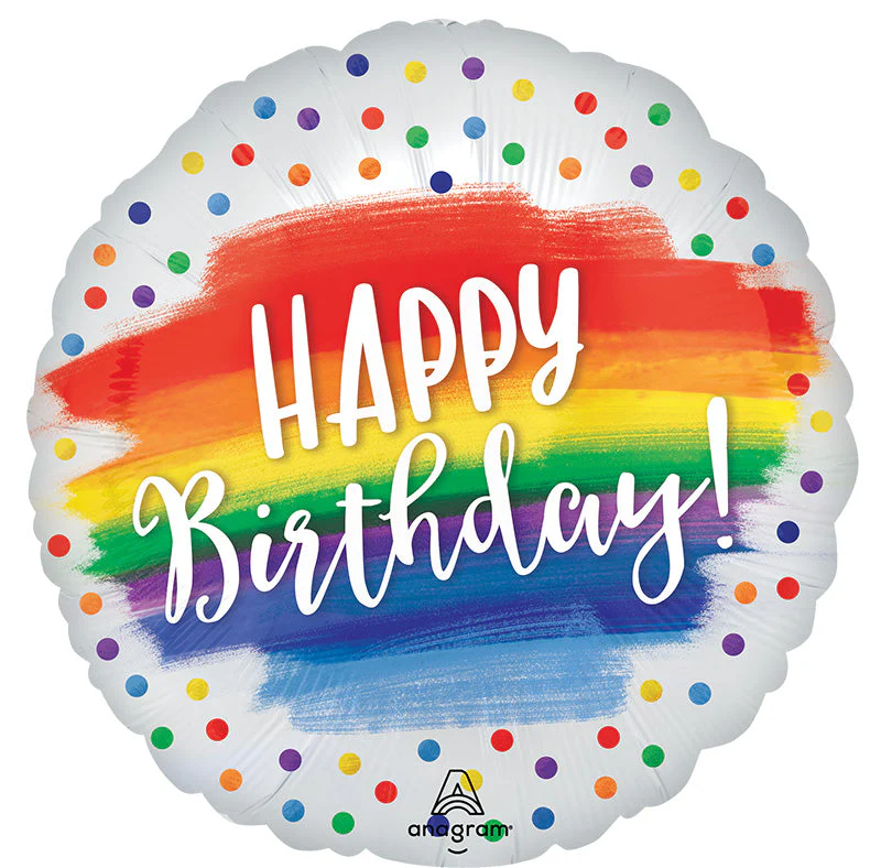 18" Satin Happy Birthday Dots Foil Balloon