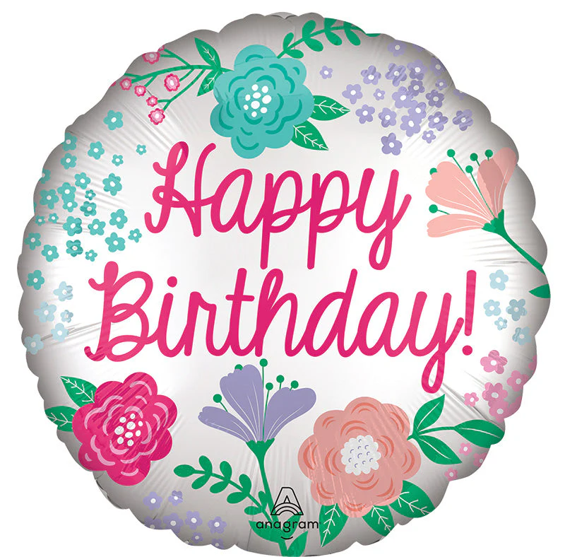 18" Satin Happy Birthday Garden Foil Balloon