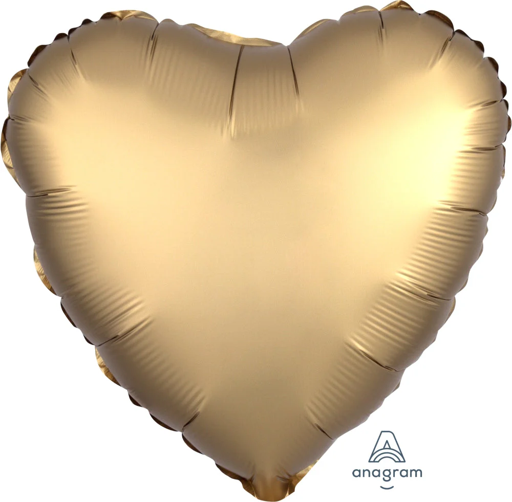 18" Satin Luxe Gold Sateen Heart Foil Balloon