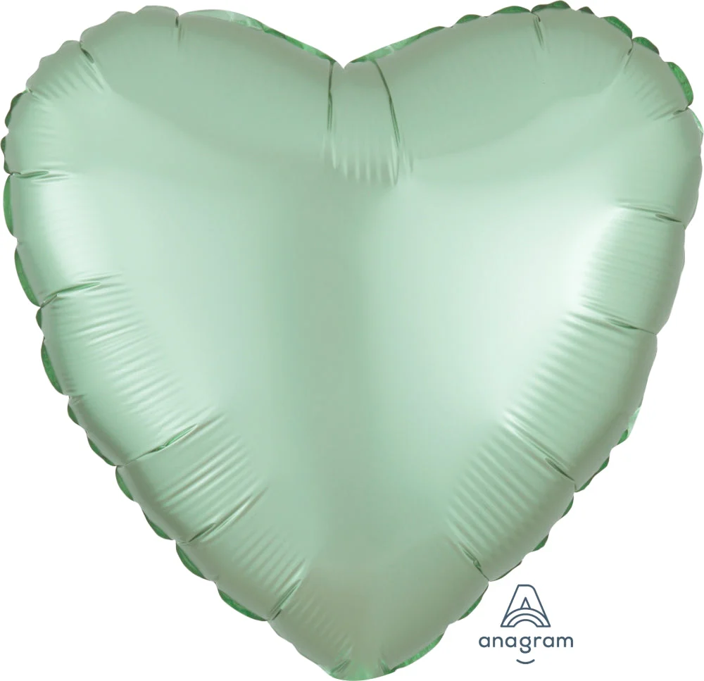 18" Satin Luxe Heart Mint Green Foil Balloon